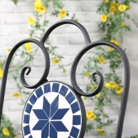 Outsunny Set da Giardino 3 Pezzi con 2 Sedie Pieghevoli e 1 Tavolino Rotondo a Mosaico(m-7)