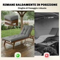 Outsunny Cuscino per Chaise Lounge da Esterno UV50+, 198 x 65 cm, Grigio Chiaro(m-7)