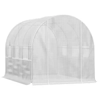 Outsunny Walk-in Polytunnel Greenhouse Green House with Roll-up Sidewalls, UV-resistant PE Cover, 3 x 2 x 2m, White(m-22)