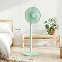 HOMCOM 40 cm Standing Fan, Cooling Floor Fan with 80° Oscillating, Adjustable Tilt and Height, 4 Speed, Remote Control, Green(m-3)