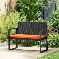 Outsunny Two-Seater Rattan Garden Bench - Orange(m-9)