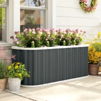 Outsunny Hochbeet Metall 136 x 53 x 61 cm Tief Gartenbeet mit Schutzkanten Pflanzenetiketten Handschuhe Offenem Boden(m-2)