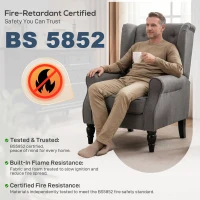 HOMCOM Wingback Accent Chair, Snow Flannel Armchair with Thick Spring Cushion, High Back, Solid Wood Legs, Retro Button Tufted Reading Chair for Living Room, Bedroom, Dark Grey(m-9)