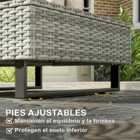Outsunny Conjunto de Jardín de Ratán de 3 Piezas Respaldo Ajustable Incluye Cojines Sofá de 3 Plazas Sofá de 2 Plazas Mesa Gris(m-9)