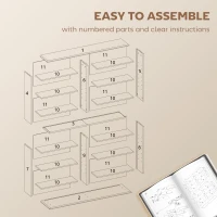 HOMCOM 16-Compartment Media Shelf - Rustic Brown(m-7)