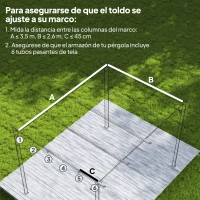 Outsunny Cubierta para Techo Retráctil de 3,5x2,6m para Pérgola 4x3 Tela de Repuesto con 10 Orificios de Drenaje Crema(m-4)