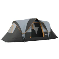 Outsunny Tienda de Acampada para 5-6 Personas Impermeable 3000mm+ con Bolsa de Transporte y Gancho 455x220x180 cm Gris(m-10)