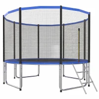 SPORTNOW Trampoline extérieur Ø366 cm pour enfants avec filet de sécurité, échelle et protection des ressorts Bleu(m-1)