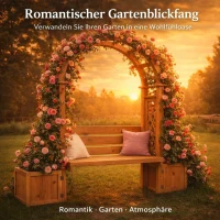Pergola-Bank mit Pflanzkästen und geschwungenem Rankgitter, dreifach-Funktion: Sitzbank, Pflanzkübel und Rankhilfe, 160 x 30,5 x 160 cm, Naturfarbe(m-6)