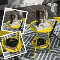 Outsunny Two-Tier Metal Garden Table - Yellow(m-4)