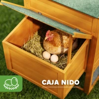 PawHut Gallinero de Madera Grande para 3-6 Gallinas con Techo Asfáltico Nido y Bandeja Extraíble 297,5x68x118 cm Natural(m-6)