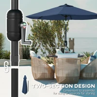 Outsunny 2.6 m Garden Parasol Umbrella with Aluminium Pole, Outdoor Patio Umbrella with Tilt and Crank, Vent, Navy Blue(m-7)