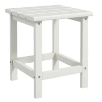 Outsunny Square Coffee Table, HDPE Tabletop and Frame for Porch, Garden, Side Table, 38 x 38 x 46 cm, White(m-1)