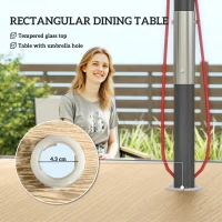 Outsunny Five-Piece Metal Dining Set, with Glass-Top Table - Khaki(m-5)