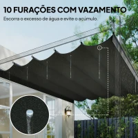 Outsunny Cobertura para Pérgola 3,5x2,5 m Teto de Substituição Retrátil para Pérgola com 10 Orifícios de Drenagem Cinza Escuro(m-6)