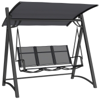 Outsunny Baloiço de Jardim de 3 Lugares com Teto Ajustável UPF50+ Assento Transpirável e Estrutura em Metal 188x130x183 cm Cinza