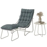 Outsunny Bistro Set for Garden, 3 Piece Outdoor Table and Chair with Footstool and Removable Cushions, Comfy Balcony Furniture(m-11)