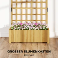 Outsunny Spalier mit Pflanzkasten Holz Blumenkasten mit Drainageloch Rankgitter 90 x 30 x 180 cm Naturholz(m-5)
