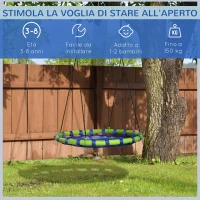 Outsunny Altalena per Bambini da 3-8 Anni da Giardino Ø100cm e Corde Regolabili, Blu(m-7)