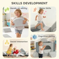 AIYAPLAY Kids Play Sofa, 12 Pieces Foam Modular Soft Play Set for Playroom, Children Convertible Sofa for Boys and Girls, Grey(m-7)