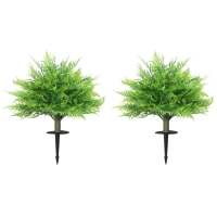 HOMCOM Künstliche Boston-Farn-Büsche UV-beständig, Kunstpflanzen mit Stäben, Set aus 2, 60 cm für Garten, Veranda