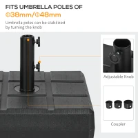 Outsunny 40kg Square Umbrella Parasol Base with Wood Effect, Plastic Umbrella Stand for Outdoor Patio Umbrella, Black(m-4)