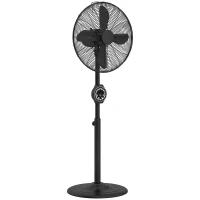 HOMCOM 41 cm Metal Pedestal Fan with Oscillating, Adjustable Height Black(m-1)