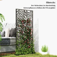Outsunny Raumteiler 65 x 130 cm Freistehend Hängend Paravent, Trennwand Sichtschutz aus Metall Schwarz(m-9)