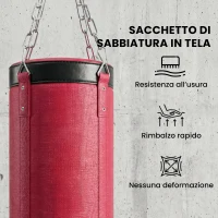 SPORTNOW Supporto Sacco Boxe Regolabile con Base Triangolare e Sacco da Boxe, in Acciaio e Tela, 175x91x185-231 cm, Rosso(m-5)