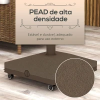 Outsunny Base para Chapéu de Sol com Rodas de HDPE Compatível com Mastros Ø22-38 mm Recheável com Areia 18 kg ou Água 16 kg Castanho(m-6)