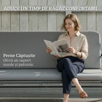 Outsunny Balansoar de Grădină cu 3 Locuri, cu Copertină Reglabilă Impermeabilă și Pernă Detașabilă, Capacitate Maximă 360 kg, 208 x 125 x 180 cm, Gri(m-7)