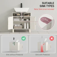 HOMCOM Under Sink Cabinet for Basin without Pedestal - Cream White(m-4)