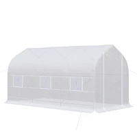 Outsunny Seră Tip Tunel Anti-UV cu 6 Ferestre cu Plasă și Intrare Rulabilă, Metal și PE, 4x2x2 m, Alb(m-11)
