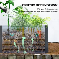 Outsunny Hochbeet Metall 180 x 90 x 57,5 cm Tief Gartenbeet mit Offenem Boden Stützstange Dunkelgrau(m-6)