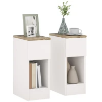 HOMCOM Set di 2 Comodini Moderni con Cassetto e Ripiano in Legno, 20x30x50 cm, Bianco e Rovere(m-11)