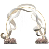 Outsunny 280cm Gold Backdrop Stand, Round Metal Wedding Arch for Birthday Party, Bridal Shower, Graduation, Ceremony(m-9)