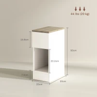 HOMCOM Set di 2 Comodini Moderni con Cassetto e Ripiano in Legno, 20x30x50 cm, Bianco e Rovere(m-3)