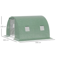 Outsunny Serra a Tunnel da Esterno 3x3x2m con Copertura in PE, Porta con Cerniera e 4 Finestre, Verde(m-3)