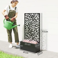 Outsunny Outdoor Metal Planter, with Back Trellis - Black(m-3)