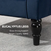 HOMCOM Wingback Accent Chair, Retro Upholstered Button Tufted Occasional Chair for Living Room and Bedroom, Dark Blue(m-7)