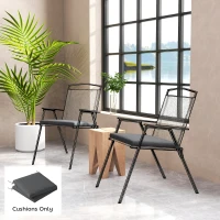 Outsunny Outdoor Seat Cushions Set of 2 with Ties, Waterproof Garden Seat Pads, Dark Grey(m-2)