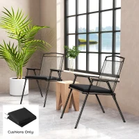 Outsunny Outdoor Seat Cushions Set of 2 with Ties, Waterproof Garden Seat Pads, Black(m-2)