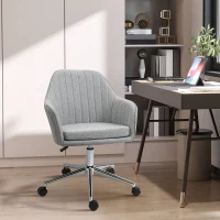 Vinsetto Lot de 2 chaises de bureau contemporain dossier accoudoirs striés hauteur réglable pivotant 360° piètement chromé(m-10)