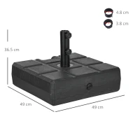 Outsunny 40kg Square Umbrella Parasol Base with Wood Effect, Plastic Umbrella Stand for Outdoor Patio Umbrella, Black(m-3)