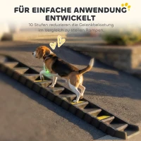 PawHut Hunderampe klappbar Hundetreppe Auto & SUV rutschfest Hundeautorampe für Große & Kleine Tiere bis 68 kg 154x40cm Schwarz(m-4)
