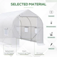 Outsunny Serra a Tunnel Anti-UV con 6 Finestre a Rete e Ingresso Arrotolabile, in Metallo e PE, 4x2x2 m, Bianco(m-4)