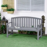 Outsunny 2-Sitzer Gartenbank Holz, wetterfest Sitzbank, Gartenmöbel mit Rückenlehnen, 240 kg belastbar 143 x 51 x 85 cm, Grau(m-2)