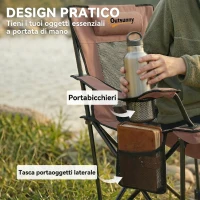 Outsunny Set 2 Sedie da Campeggio Pieghevoli in Tessuto Oxford e Metallo con Poggiapiedi Staccabile, Marrone e Nero(m-8)