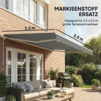 Outsunny Ersatzstoff für Markise – Sonnenschutzdach UPF 50+ für 3,5 x 2,5 m Rahmen, Dunkelgrau(m-4)