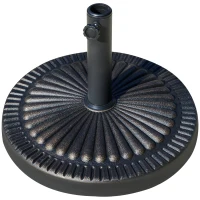 Outsunny Base de Sombrilla de Jardín Peso Neto 14,28 kg Soporte de Parasol Redondo Apto para Postes de 38mm/48mm Resina y Acero para Terraza Patio Exterior Ø48,5x33 cm Bronce(m-11)